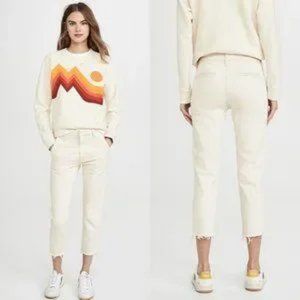Womens Mother Shaker Prep Fray Act Natural Crop Cream Denim Jeans 28